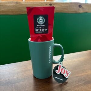 2025 Starbucks Winter Hot Cocoa Mug Gift Set 16oz. Green Mug New with Tag